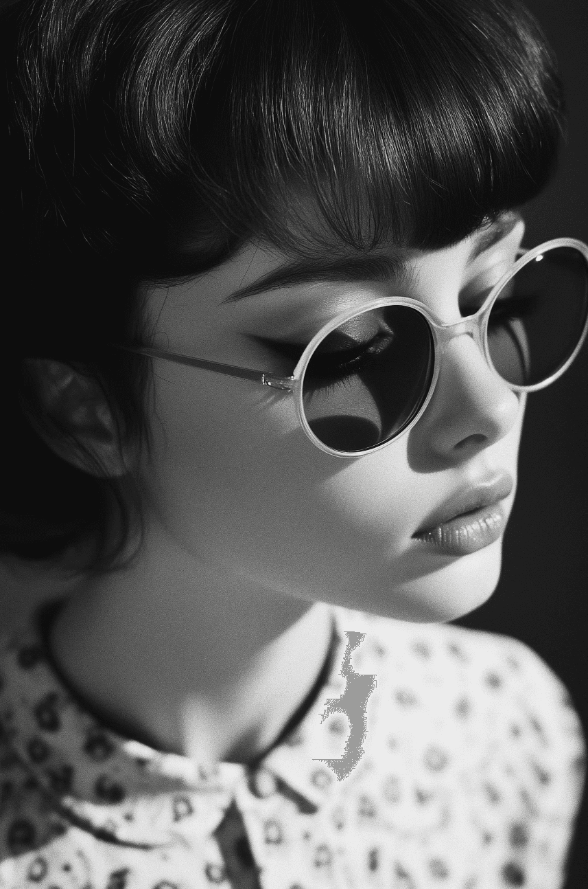 Portrait with large dark sunglasses and high contrast lighting